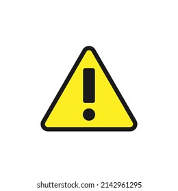 Exclamation mark sign. Yellow triangle sign. White background.