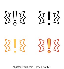 señal de marca de exclamación para símbolo de advertencia. advertencias de peligro, notificación de error. Alerta, error, icono de advertencia. Ilustración vectorial. Diseño en fondo blanco. EPS10