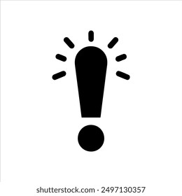Ilustración vectorial del icono de la silueta del signo de exclamación sobre fondo blanco