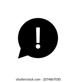 Exclamation mark in speech bubble icon. Chat message icon. Answer or information symbol in a circle. Vector pictogram.