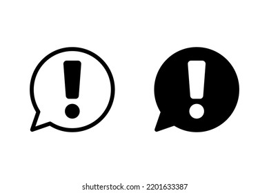 Exclamation mark in speech bubble, Exclamation mark icon. Hazard warning, warn vector symbol.
