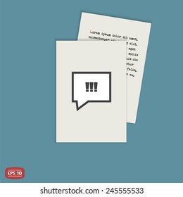 Exclamation mark in speech bubble symbol. Flat design style. Made in vector illustration