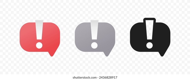 Exclamation mark in speech bubble vector, design. Important message icon