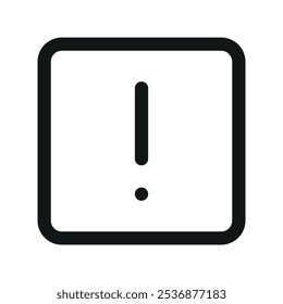 Icono cuadrado de la interfaz de usuario del signo de exclamación, símbolo importante del Vector de la interfaz de usuario de línea simple