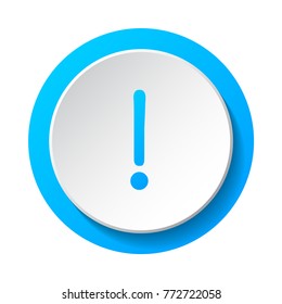 Exclamation mark symbol - 3d button. Vector.