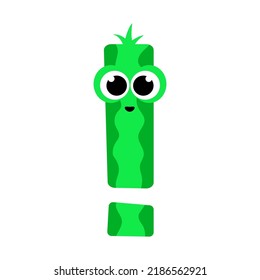 Exclamation mark. Symbol from the monster alphabet. Isolated on white background. Vector illustration.