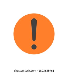 exclamation mark symbol on orange color circle plate. attention icon isolated on white background. vector illustration