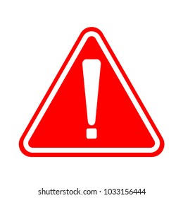 Exclamation mark symbol,Red Warning Dangerous icon on white background, 