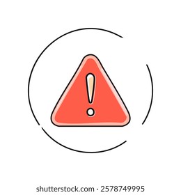 Exclamation mark in triangle. Hazard warning symbol. Vector illustration.