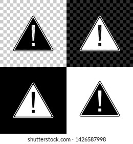 Exclamation mark in triangle icon isolated on black, white and transparent background. Hazard warning sign, careful, attention, danger warning important information sign. Vector Illustration