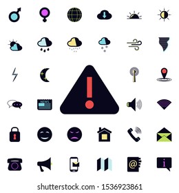 exclamation mark in a triangle icon. Universal set of web for website design and development, app development