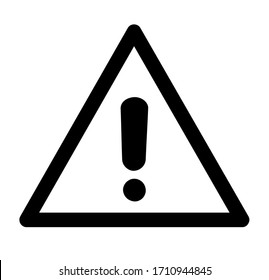 Exclamation mark in a triangular frame stylized as a warning road sign. Hazard warning icon. Isolated vector black and white illustration.