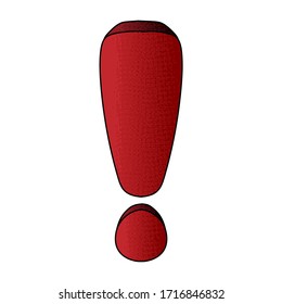 exclamation mark vector design. digital hand drawn. halftone texture