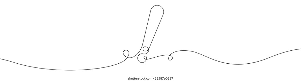 Exclamation mark vector icon in one continuous line. Linear drawn background of an Exclamation mark. Exclamation mark vector icon. One line outline of the Exclamation mark.