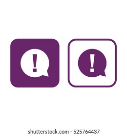 Exclamation mark vector icon. Purple and white