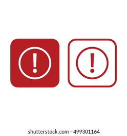 Exclamation mark vector icon. Red and white
