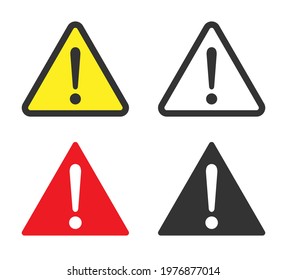 Exclamation mark vector icon. Warning and caution triangle sign. Danger and error logo symbol. Application and web interface image. Clip-art silhouette.