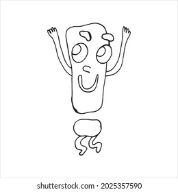 Exclamation mark. Vector illustration. Hand-drawn in doodle style. Isolated on a white background. Coloring pages for children and adults. Funny character in cartoon style