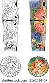 Exclamation mark. Vector Sketch illustration for coloring. Color and outline set