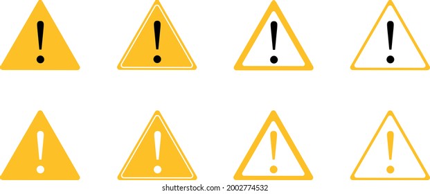 Ausrufezeichen des Warnhinweises Symbol. Dreieckige Warnzeichen mit Ausrufezeichen. Vorsicht, Alarm-Set, Gefahrensymbol-Sammlung, Aufmerksamkeit Vektorsymbol. Vektorgrafik