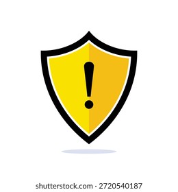 Ícone de escudo de aviso de ponto de exclamação. Ilustração vetorial