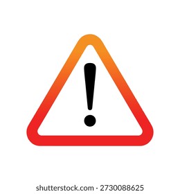 Signo de advertencia de signo de exclamación con borde rojo y naranja sobre fondo blanco
