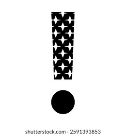 Exclamation Mark Warning Symbol with Black Star Pattern