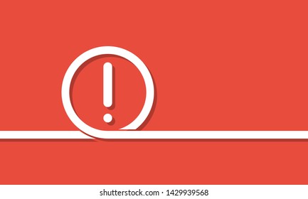 exclamation mark in white loop over red background, vector illustration