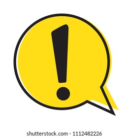 Exclamation mark in yellow speech bubble, Warning attention sign vector
