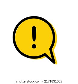 MARCA DE EXCLAMACIÓN EN BURBUJA DE DISCURSO AMARILLO. ICONO DE PRECAUCIÓN. SEÑAL DE PELIGRO. SÍMBOLO DE ATENCIÓN DE LA ADVERTENCIA DE PELIGRO NEGRO.
