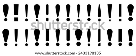 Exclamation marks. Big set of black and white exclamation marks. Vector illustration.