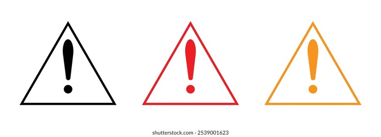 Exclamation marks. Caution alarm set, danger signs. Attention symbols. Warning and attention icons.