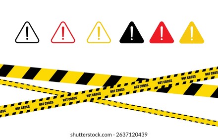 Exclamation marks. Caution alarm set, danger signs. Attention symbols. Warning and attention icons.