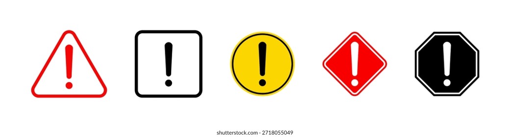 Signos de exclamación. Conjunto de alarma de precaución. Signo de peligro Vector colección