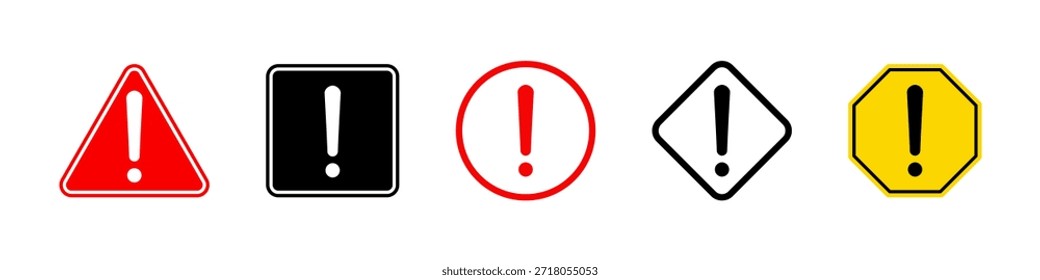 Signos de exclamación. Conjunto de alarma de precaución. Signo de peligro Vector colección
