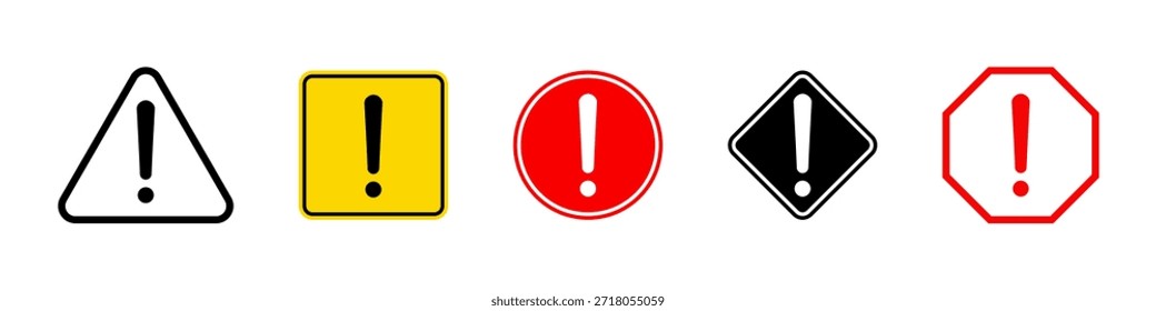 Signos de exclamación. Conjunto de alarma de precaución. Signo de peligro Vector colección