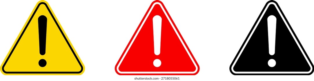 Signos de exclamación. Conjunto de alarma de precaución. Signo de peligro Vector colección
