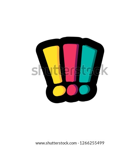 Exclamation marks flat color illustration. Error, problem. Stop sign hand drawn design element