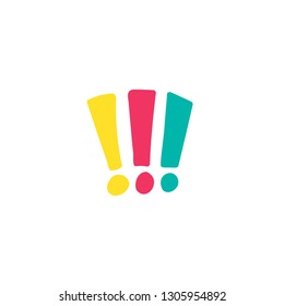 Exclamation marks hand drawn multicolor illustration