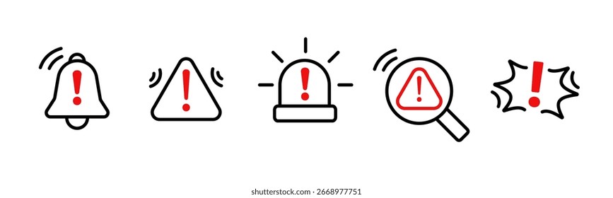 Exclamation marks placed in shapes like circles signal alerts, warnings, and important notifications.