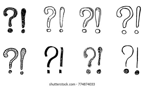 Exclamation Marks Question Marks Hand Drawn Stock Vector (Royalty Free ...