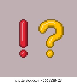 Signos de exclamación y signos de interrogación en pixel art