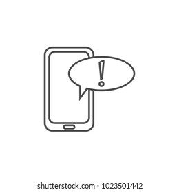 exclamation message on smartphone icon. Element for mobile concept and web apps. Thin line  icon for website design and development, app development. Premium icon on white background