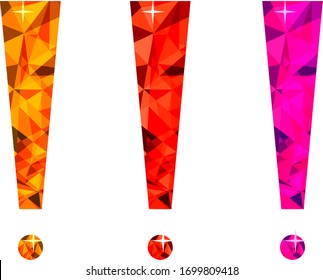 Exclamation point. Attention. isolated on white  in low poly style.