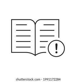 Exclamation point book icon design isolated on white background