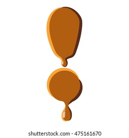 Exclamation point from caramel icon isolated on white background. Punctuation symbol