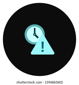 Exclamation point and clock icon, outline vector sign, linear style pictogram isolated on white. Expired symbol, logo illustration. Editable stroke. Pixel perfect