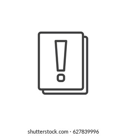 Exclamation point documents line icon, outline vector sign, linear style pictogram isolated on white. Symbol, logo illustration. Editable stroke. Pixel perfect