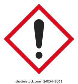 Exclamation point. GHS label. Hazard warning sign. 