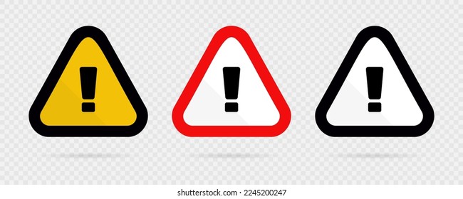 Exclamation point hazard sign collection. Set of danger sign